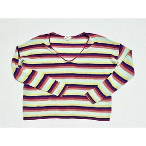 BP Womens Pullover Sweater  Multicolor Stripe Long Sleeve Lightweight Medium